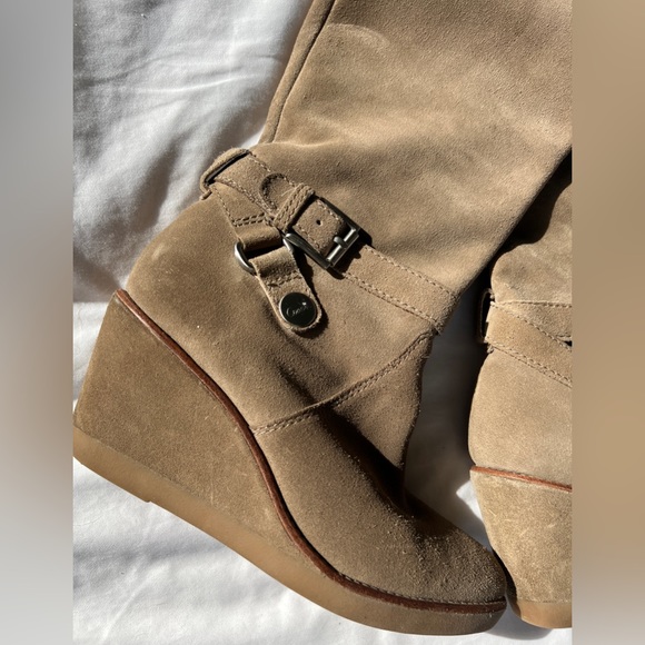Coach Candid Suede Knee High Wedge Boots Sz 7.5 - Picture 3 of 11